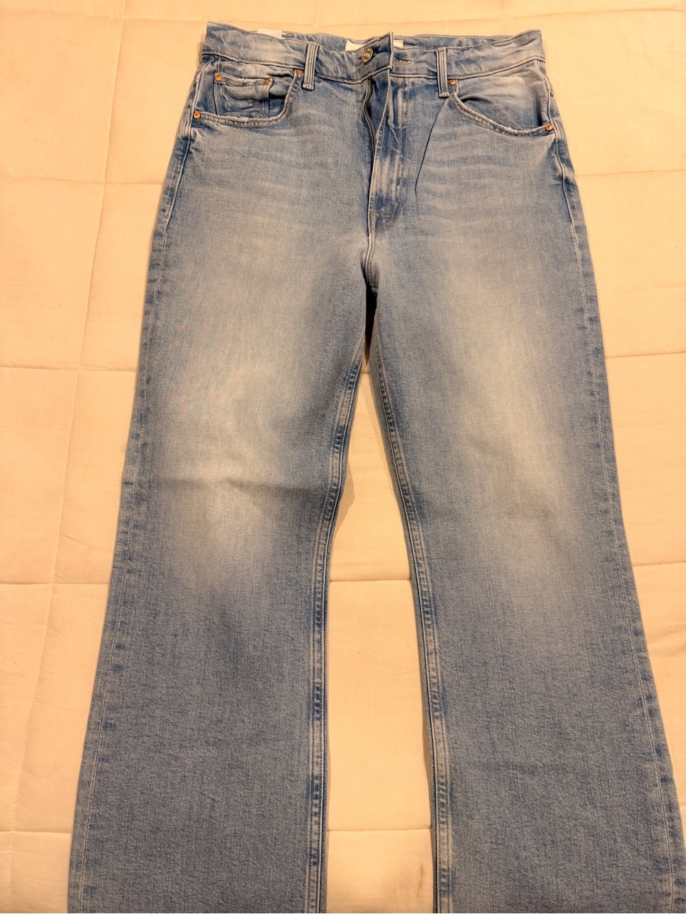 MOTHER Light Blue High-Rise Straight Ankle Jeans